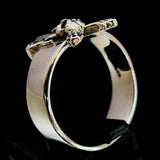 Excellent crafted Men's Costume Skull Ring two crossed Guitars - Sterling Silver - BikeRing4u