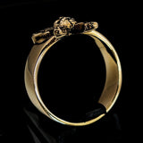 Excellent crafted Men's Costume Skull Ring two crossed Guitars - Solid Brass - BikeRing4u