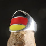 German Flag Ring perfectly crafted Men's National Flag Ring Germany - Sterling Silver - BikeRing4u