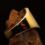 Excellent crafted Men's red Aum Buddhist Pinky Ring - solid Brass - BikeRing4u