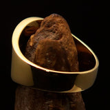 Excellent crafted Men's red Aum Buddhist Pinky Ring - solid Brass - BikeRing4u