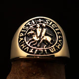 Excellent crafted Men's Templar Knights Seal Ring - solid Brass - BikeRing4u