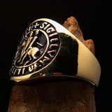 Excellent crafted Men's Templar Knights Seal Ring - solid Brass - BikeRing4u