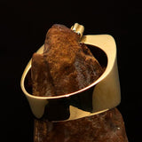 Excellent crafted Men's red Coptic Rose Cross Ring - Solid Brass - BikeRing4u