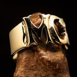 Excellent crafted Men's Costume Biker Ring MC Two Letters - Solid Brass - BikeRing4u