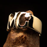 Excellent crafted Men's Costume Biker Ring MC Two Letters - Solid Brass - BikeRing4u