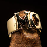 Excellent crafted Men's Costume Biker Ring MC Two Letters - Solid Brass - BikeRing4u