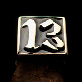 Excellent crafted Men's black lucky Number 13 Biker Ring - Solid Brass - BikeRing4u
