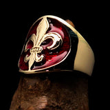 Excellent crafted Men's red Fleur de Lis Seal Pinky Ring - solid Brass - BikeRing4u