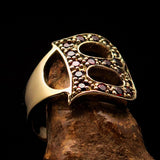 Excellent crafted Initial Ring Bold Letter B - 17 red CZ - solid Brass - BikeRing4u