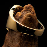 Excellent crafted Initial Ring Bold Letter B - 17 red CZ - solid Brass - BikeRing4u