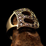 Excellent crafted Initial Ring Bold Letter B - 17 red CZ - solid Brass - BikeRing4u