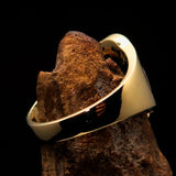 Excellent crafted Initial Ring Bold Letter C - 12 red CZ - solid Brass - BikeRing4u