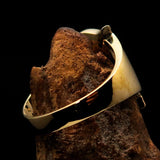 Excellent crafted Initial Ring Bold Letter F - 9 red CZ - solid Brass - BikeRing4u