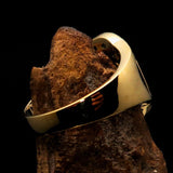 Excellent crafted Initial Ring Bold Letter G - 12 red CZ - solid Brass - BikeRing4u