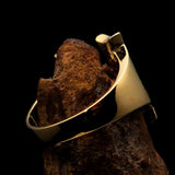 Excellent crafted Initial Ring Bold Letter H - 13 red CZ - solid Brass - BikeRing4u