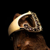 Excellent crafted Initial Ring Bold Letter J - 8 red CZ - solid Brass - BikeRing4u