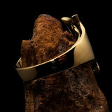 Excellent crafted Initial Ring Bold Letter K - 9 red CZ - solid Brass - BikeRing4u