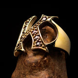 Excellent crafted Initial Ring Bold Letter K - 9 red CZ - solid Brass - BikeRing4u