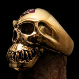 Excellent crafted Men's red 1% Zombie Skull Outlaw Biker Ring - solid Brass - BikeRing4u