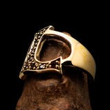 Excellent crafted Initial Ring Bold Letter L - 8 red CZ - solid Brass - BikeRing4u