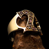 Excellent crafted Initial Ring Bold Letter Z - 10 red CZ - solid Brass - BikeRing4u