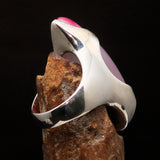 Pink Agate Ring, Sterling Silver Ring, pear shaped pink Agate Cabochon, Pink Outfit Ring, unique design, handmade Ring, gift - Size 10