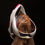 Pink Agate Ring, Sterling Silver Ring, pear shaped pink Agate Cabochon, Pink Outfit Ring, unique design, handmade Ring, gift - Size 10