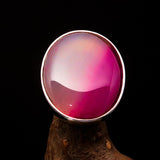 Pink Agate Ring, Sterling Silver Ring, oval pink Agate Cabochon, handmade jewelry, unique design, gift for her, gemstone ring - Size 10.5