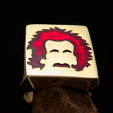 Excellent crafted Men's red Man with Beard Pinky Ring - solid Brass - BikeRing4u