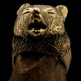 Perfectly crafted Men's howling Wolf Pinky Ring - antiqued Brass - BikeRing4u