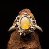 Opal Ring, Sterling Silver Ring, Solitaire Ring, oval shaped Opal, unique design, 925 Ring, handmade gemstone ring, gift for her - Size 10