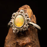 Opal Ring, Sterling Silver Ring, Solitaire Ring, oval shaped Opal, unique design, 925 Ring, handmade gemstone ring, gift for her - Size 10