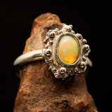 Opal Ring, Sterling Silver Ring, Solitaire Ring, oval shaped Opal, unique design, 925 Ring, handmade gemstone ring, gift for her - Size 10