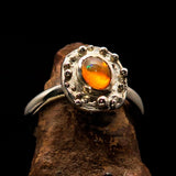 Opal Ring, Opal silver ring, Sterling Silver Solitaire Ring, oval shaped Opal, handmade silver ring, unique design, gift for her - Size 9.5