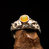 Opal Ring, Sterling Silver Ring, Solitaire Ring, round shaped Opal, handmade gemstone ring, unique design, gift for her - Size 9.5