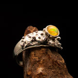 Opal Ring, Sterling Silver Ring, Solitaire Ring, round shaped Opal, handmade gemstone ring, unique design, gift for her - Size 9.5