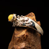 Opal Ring, Sterling Silver Ring, Solitaire Ring, round shaped Opal, handmade gemstone ring, unique design, gift for her - Size 9.5