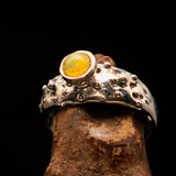 Opal Ring, Sterling Silver Ring, Solitaire Ring, round shaped Opal, handmade gemstone ring, unique design, gift for her - Size 9.5