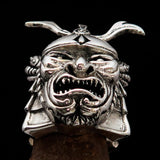 Men's Japanese Warrior Ring detailed Samurai Mempo Kabuto Mask - Sterling Silver - BikeRing4u