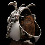 Men's Japanese Warrior Ring detailed Samurai Mempo Kabuto Mask - Sterling Silver - BikeRing4u