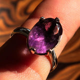 Purple Amethyst ring, Asymetric Sterling Silver Ring, Solitaire Ring, Amethyst Gemstone Ring, Amethyst Silver Ring, Gift for Her - Size 7