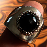 Diopside Men's Ring, Men's Sterling Silver Ring, 4 Rays black Star Diopside, handmade silver ring, unique design, round stone ring - Size 9