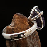 Purple Amethyst ring, Asymetric Sterling Silver Ring, Solitaire Ring, Amethyst Gemstone Ring, Amethyst Silver Ring, Gift for Her - Size 7