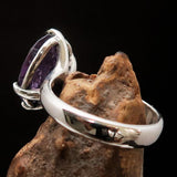 Purple Amethyst ring, Asymetric Sterling Silver Ring, Solitaire Ring, Amethyst Gemstone Ring, Amethyst Silver Ring, Gift for Her - Size 7