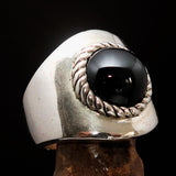 Diopside Men's Ring, Men's Sterling Silver Ring, 4 Rays black Star Diopside, handmade silver ring, unique design, round stone ring - Size 9