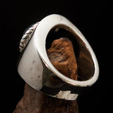 Diopside Men's Ring, Men's Sterling Silver Ring, 4 Rays black Star Diopside, handmade silver ring, unique design, round stone ring - Size 9