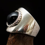 Diopside Men's Ring, Men's Sterling Silver Ring, 4 Rays black Star Diopside, handmade silver ring, unique design, round stone ring - Size 9