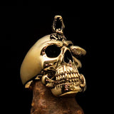 Excellent crafted Men's 1% Snake Skull Outlaw Biker Ring - antiqued Brass - BikeRing4u