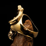 Excellent crafted Men's 1% Snake Skull Outlaw Biker Ring - antiqued Brass - BikeRing4u